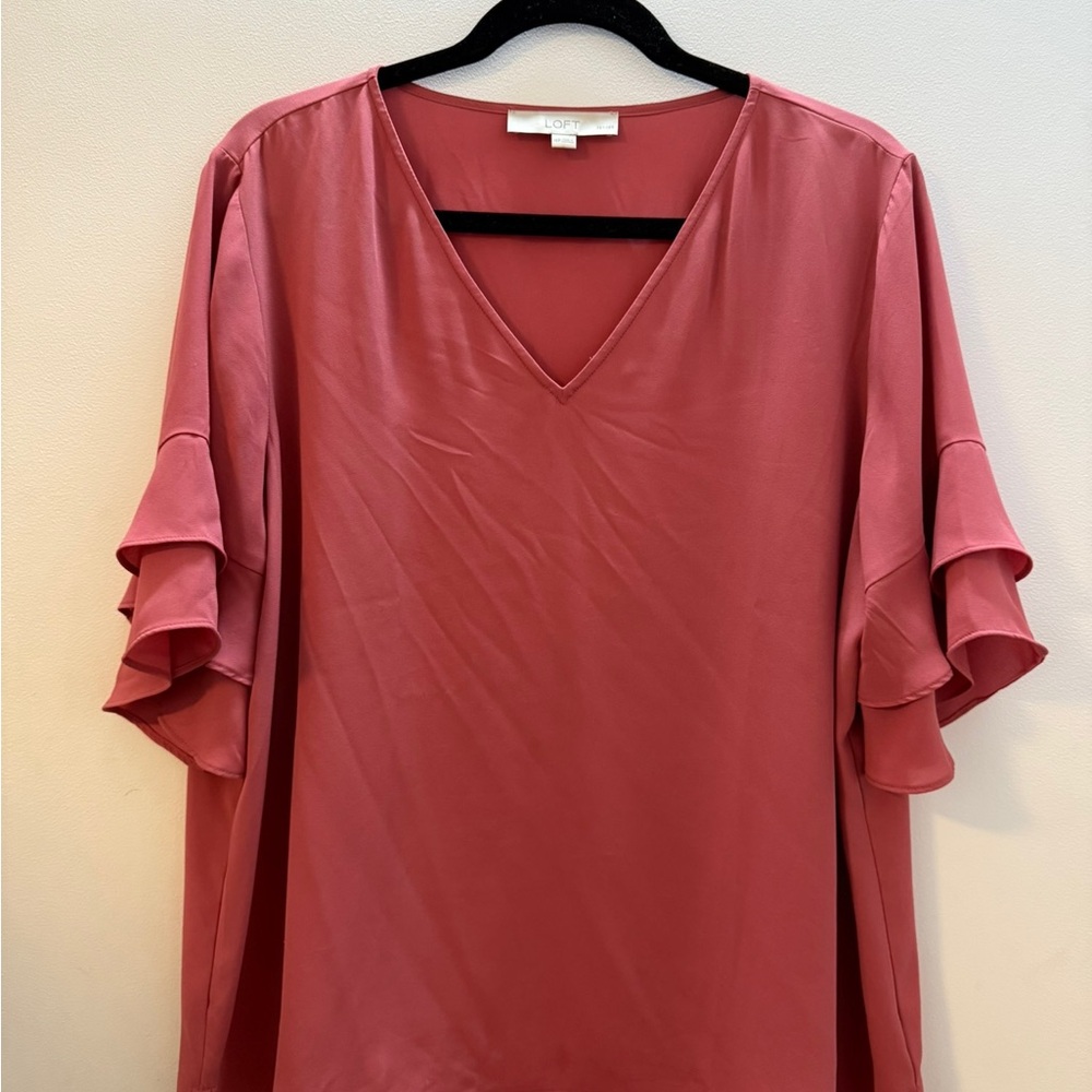 LOFT Women's Rose Ruffle Sleeve Blouse